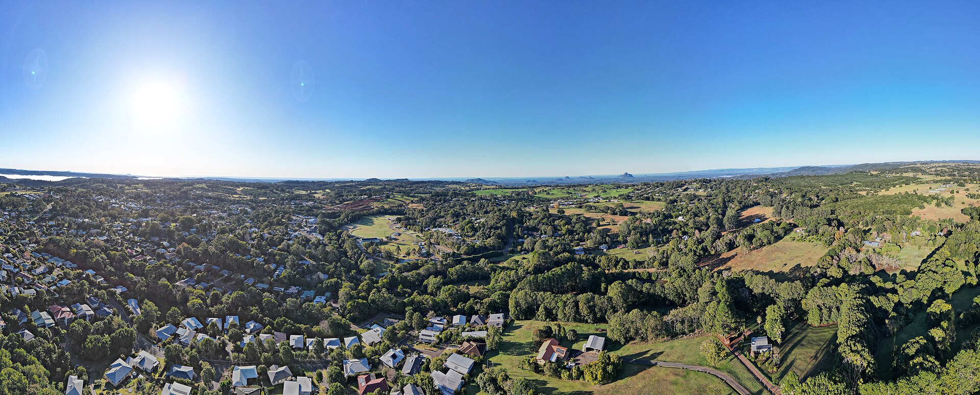 Aerial view over Maleny township and the surrounding hinterland